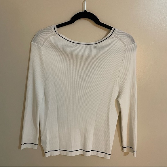 360 Sweater V-Neck Ribbed Varsity Sweater Size L Italian yarn - Picture 2 of 9